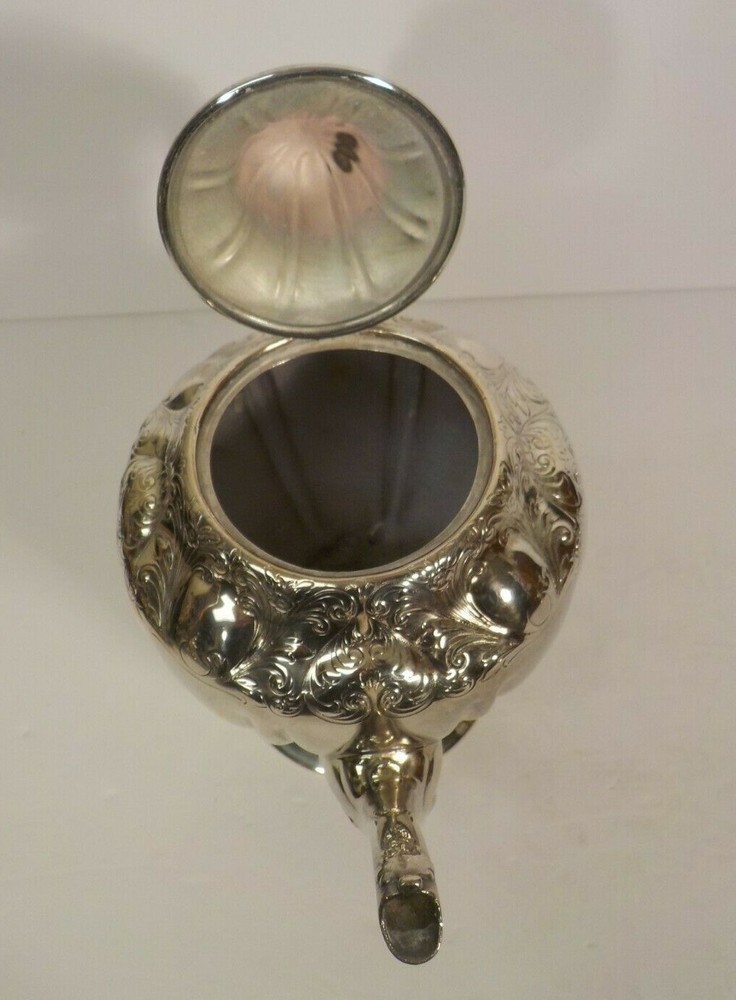 19th C. 4-Pc. Forbes Silver Plate Embossed Tea/Coffee Service