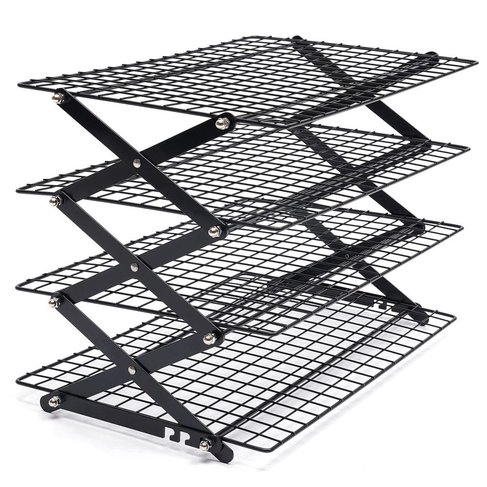 4-Tier Collapsible Cooling Rack, Adjustable Stackable Roasting Cooking Drying...