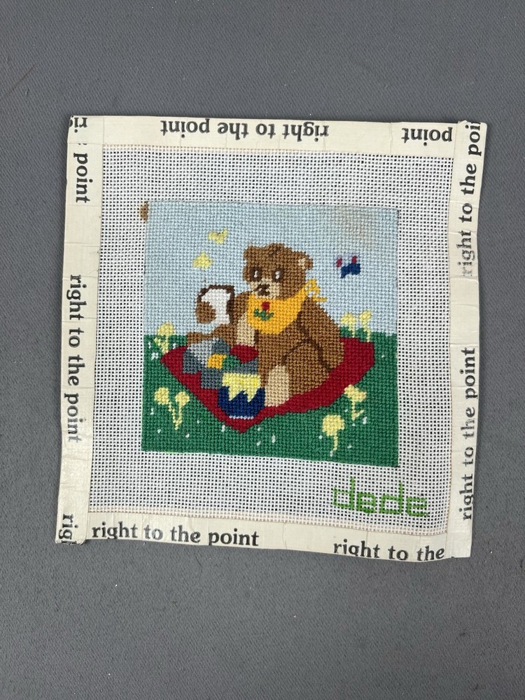 Dede Hand Painted Needlepoint Canvas *Completed* Bear Picknick