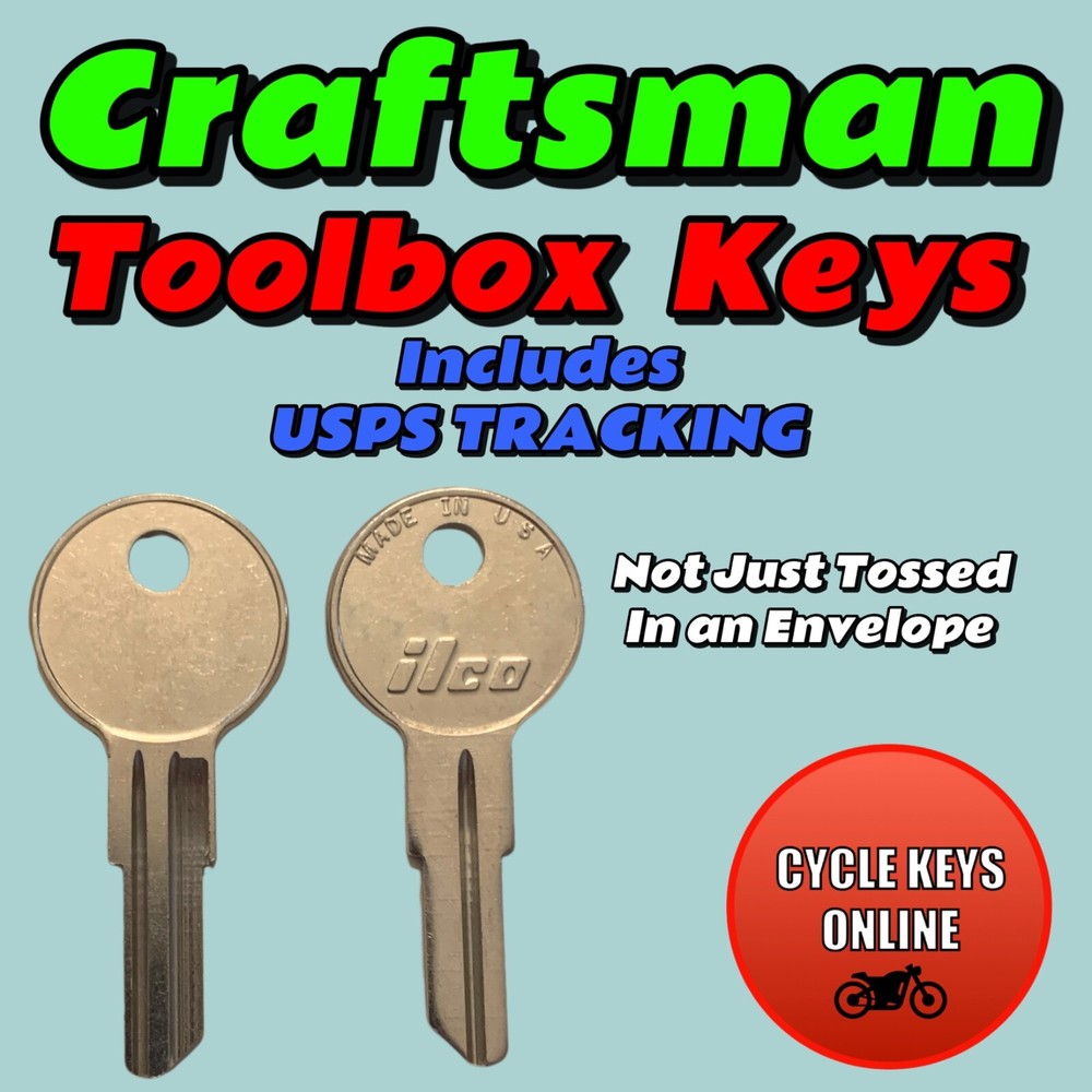 2 Craftsman Toolbox Keys cut to code for key codes 01-99
