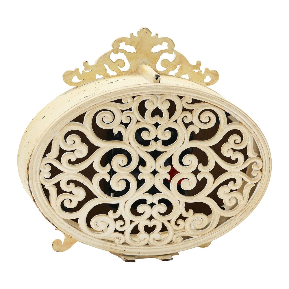 Distressed Pewter Mantel Clock, Cream