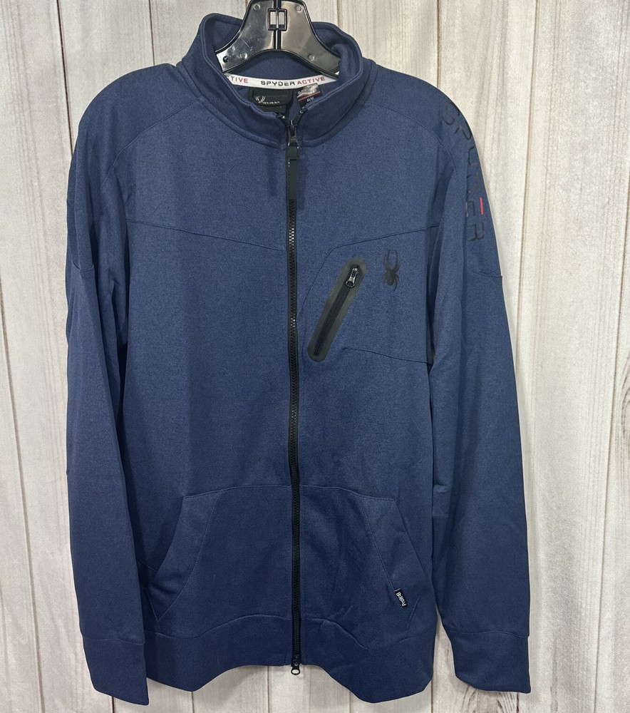 Spyder Jacket Mens Medium Blue Full Zip Active