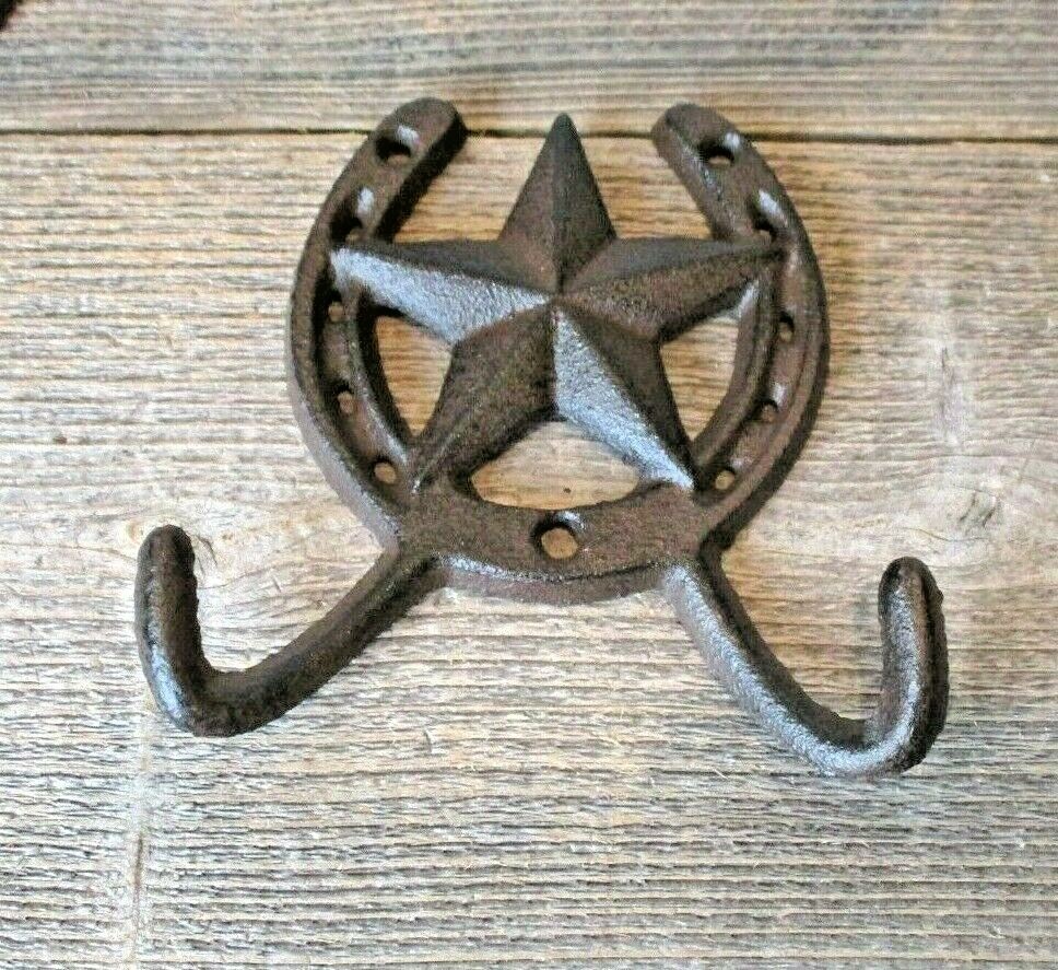 4 PIECE STAR HORSESHOE BATHROOM SET OF 4 RUSTIC WESTERN DECOR HOLDER HOOK TOWEL