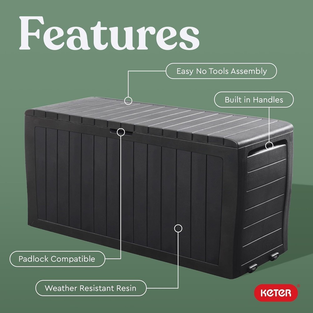 Marvel 71 Gallon Resin Deck Box - Stylish & Secure Storage for Patio Essentials