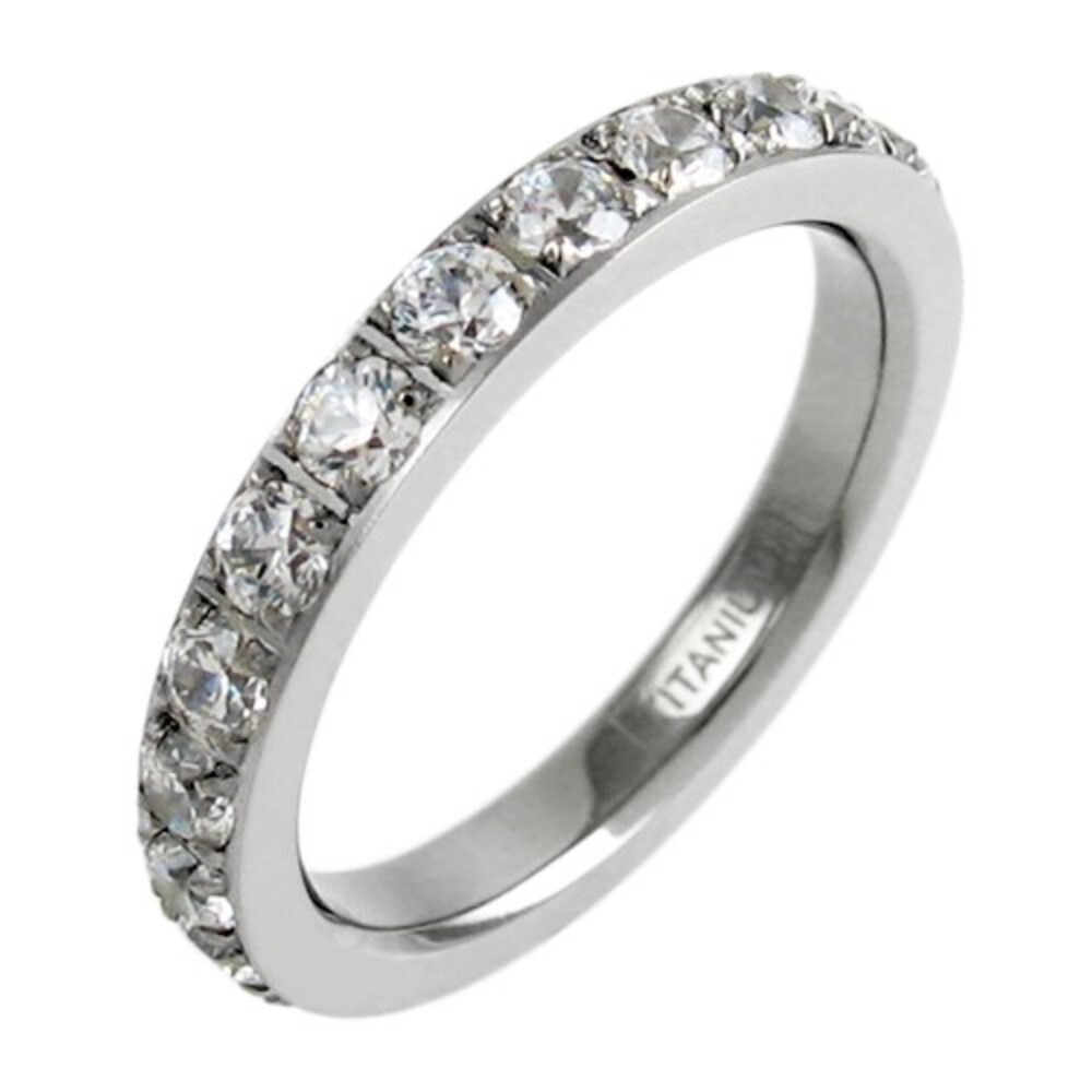 Stunning Titanium 2.0 Carat CZ Eternity Wedding Band Ring