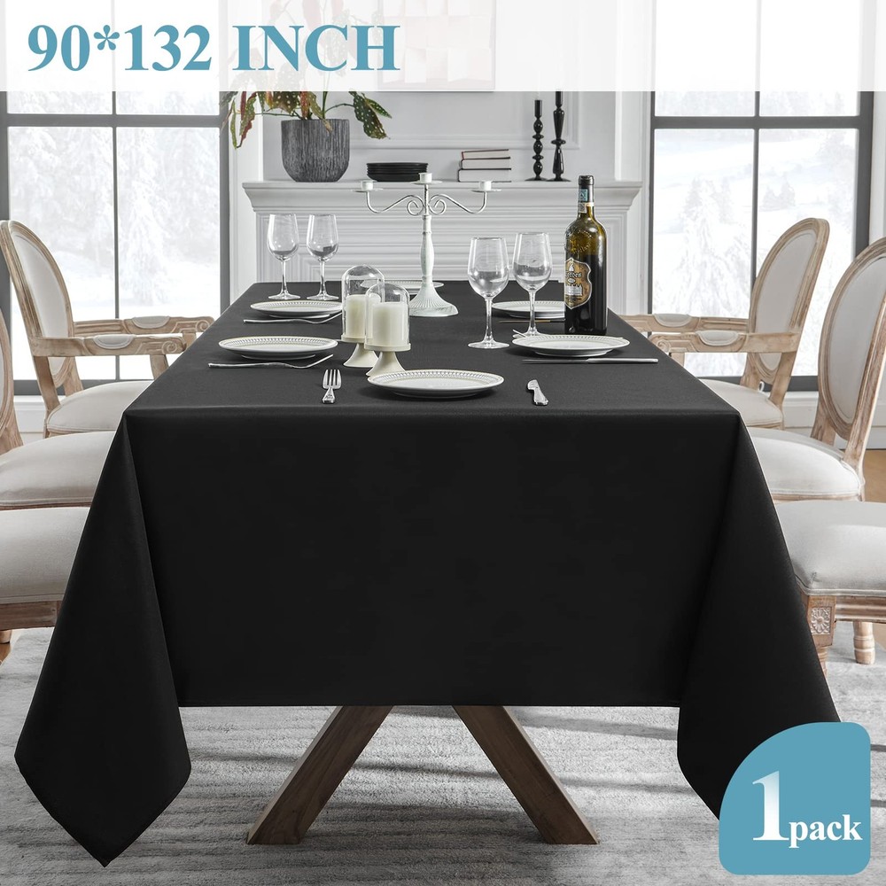 VidaFete 1 Pack Tablecloth 90 * 132inch Rectangle Table Cloth Polyester, Stain W