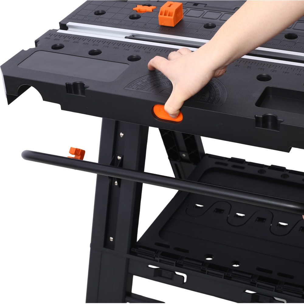 Portable Folding Work Table, 2-in-1 as Sawhorse & Workbench, Large Load Capacity