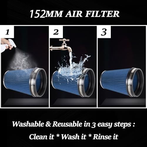 6" Inlet Cold Air Intake Filter Cone Replacement Performance Blue (8" Tall)