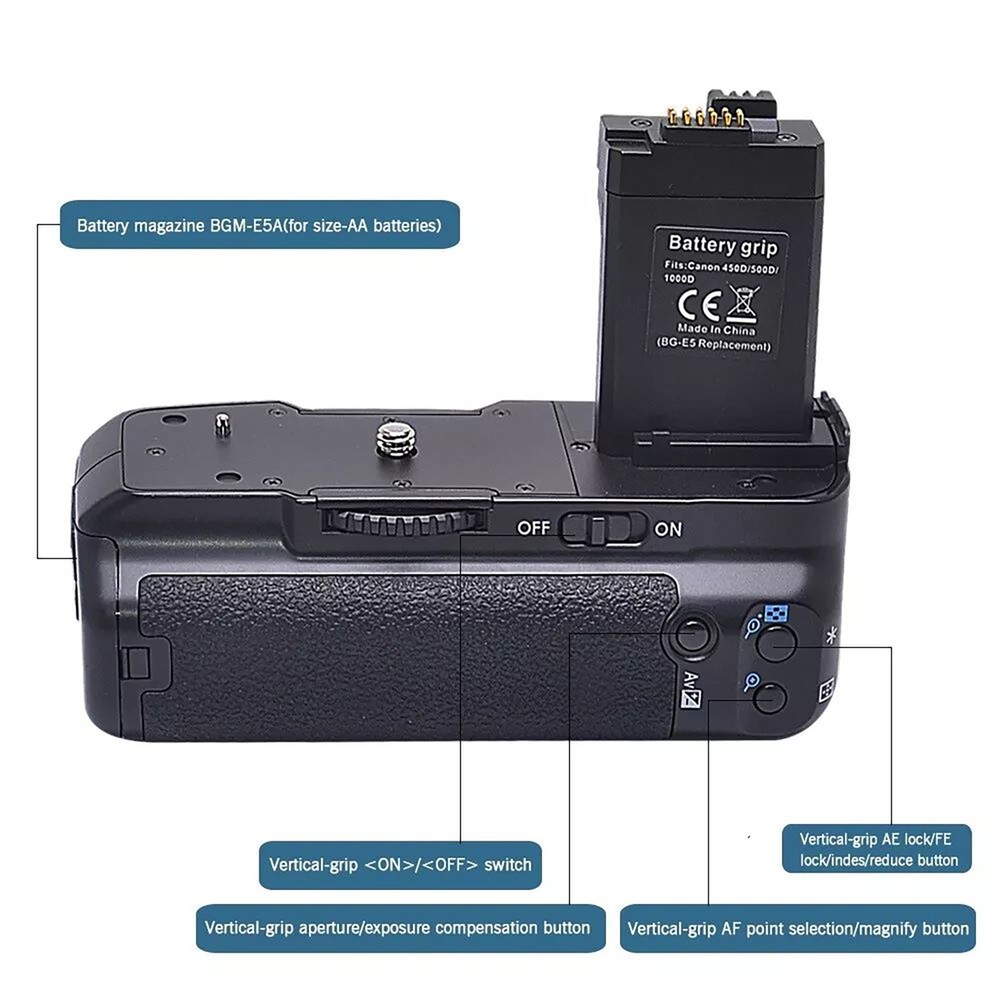 BG-E5 Vertical Battery Grip Holder Replace Kits For Canon EOS 450D 500D 1000D