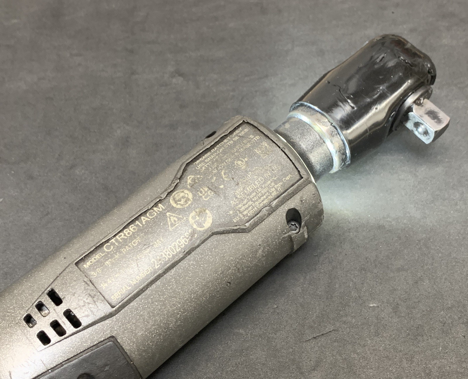 Snap-on CTR861 GUN METAL GREY Brushless 14.4v 3/8" Dr Cordless Ratchet & Battery