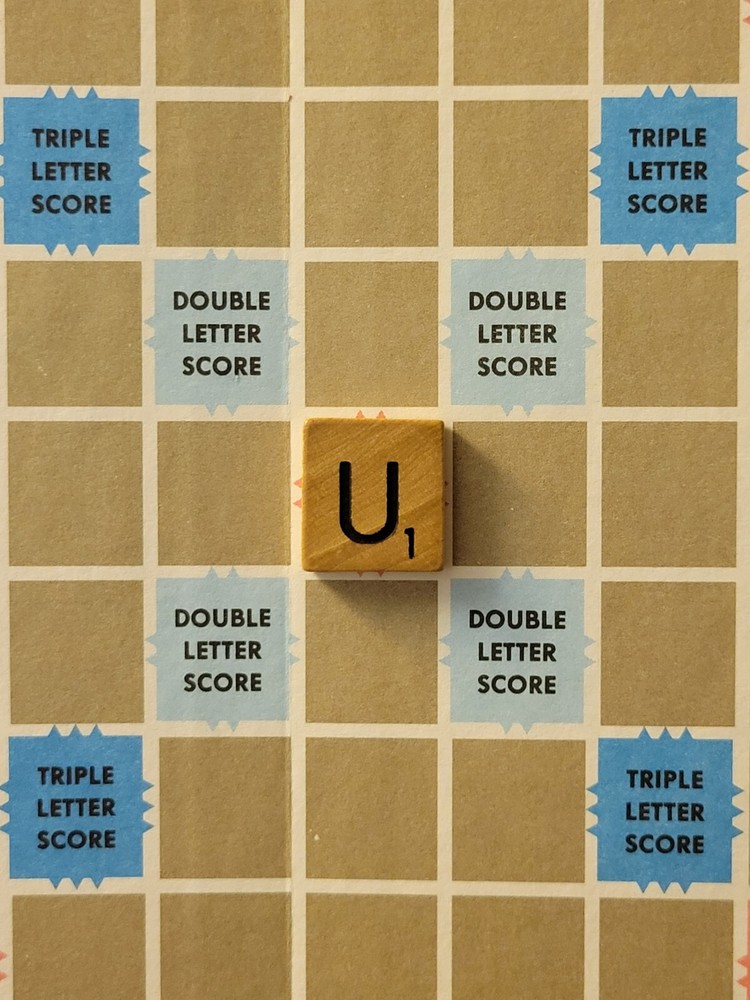 REPLACEMENT LOST SCRABBLE TILE NATURAL WOOD Letter U