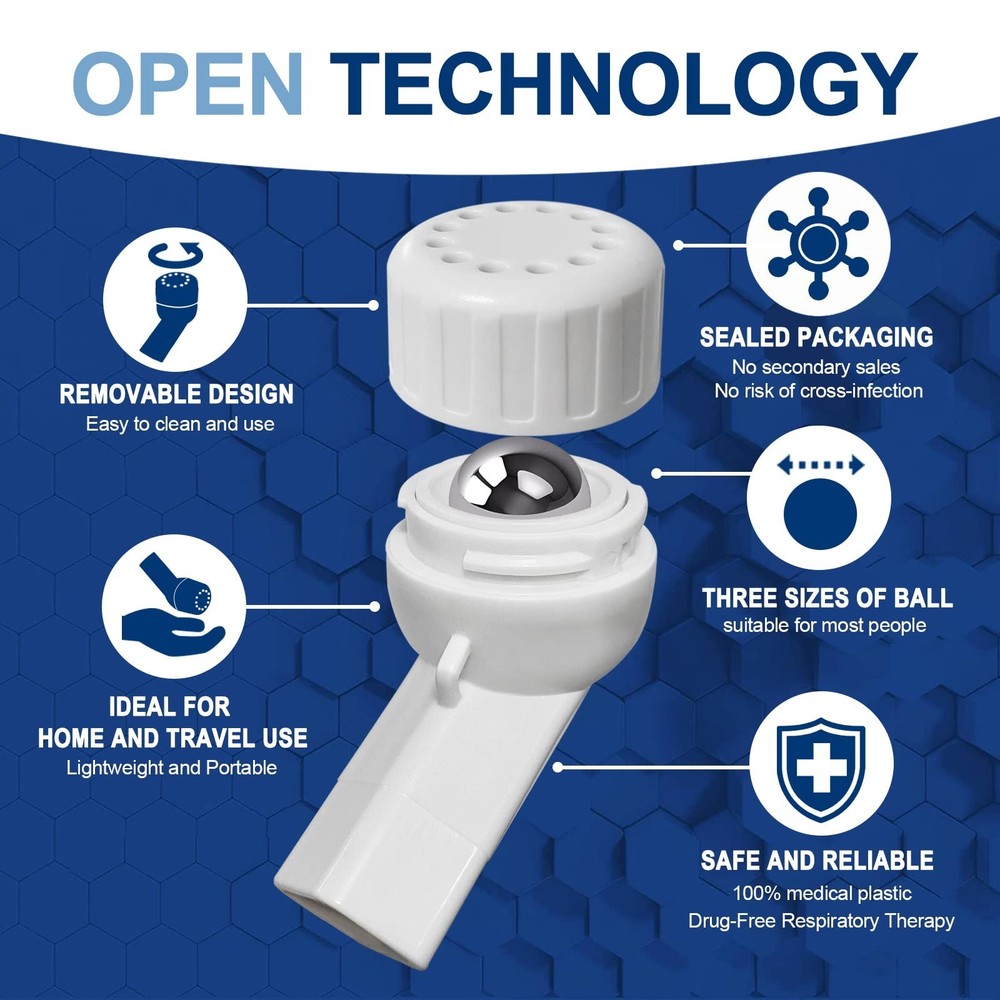 Flutter Valve, Breathing Exercise Device for Lungs, Adjustable Resistance Nat...