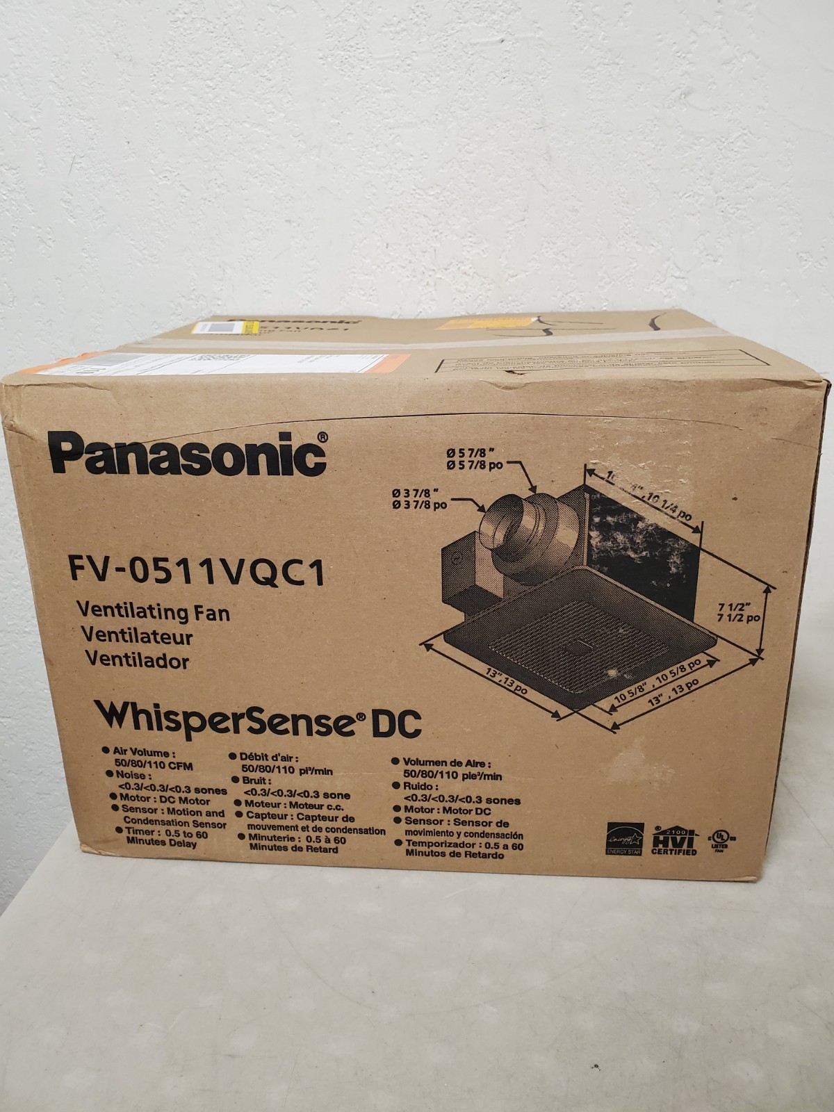Panasonic WhisperSense DC 50/80/110 CFM Motion/Humidity Sensor Bath Exhaust Fan