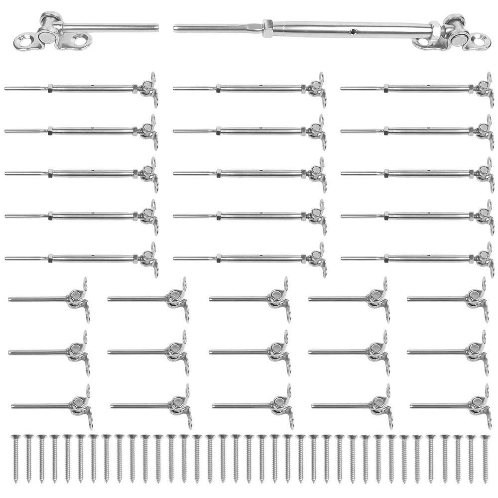 15 Pcs 1/8"Cable Railing Kit Swage Toggle Turnbuckle Hardware Adjustable Angle