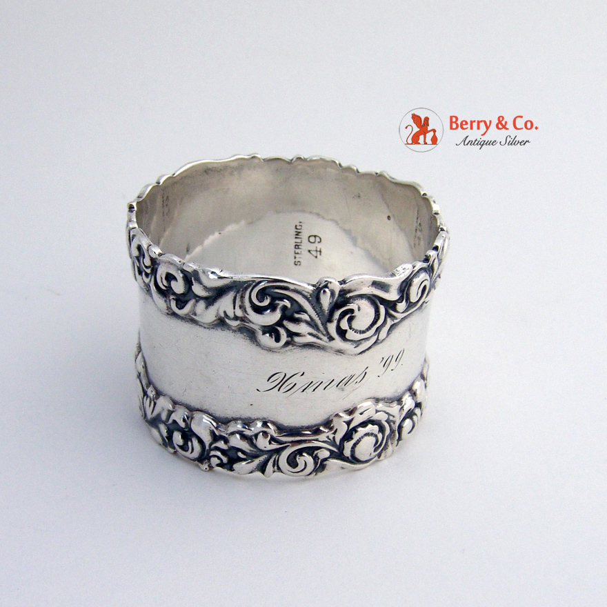 Napkin Ring Scroll Edge Sterling Silver 1899
