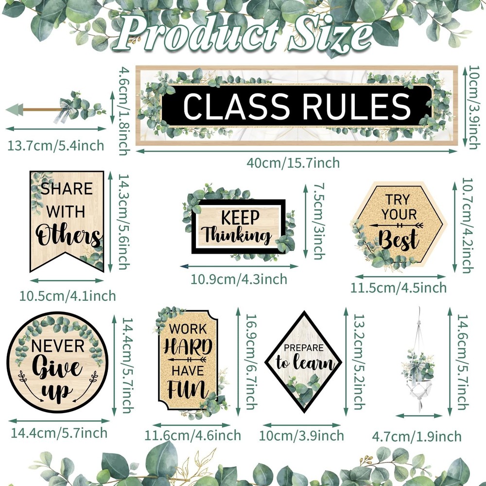 Class Rules Bulletin Board Decorations Eucalyptus Classroom Rules Motivationa...