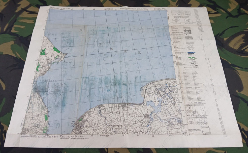 WW2 map of GERMANY entitled "BARSBEK" with BATTLE INTELLIGENCE NOTES (CAPTURED)