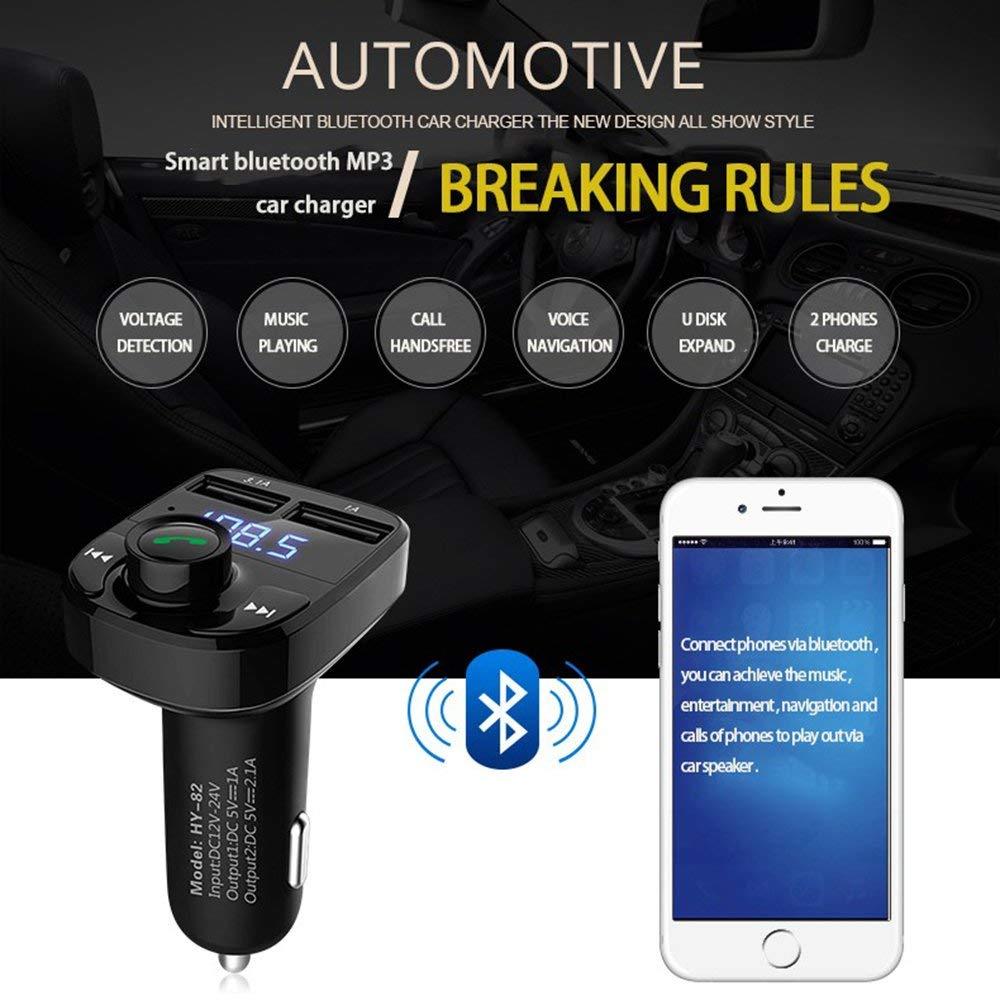 Bluetooth Car Kit FM Transmitter-Wireless Radio Adapter, MP3 Player, USB Charger
