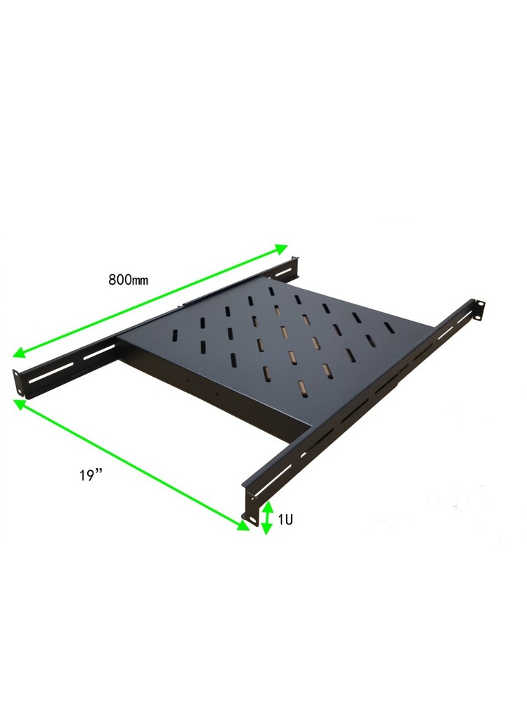Fixed Server Rack Shelf 1U 19" 4 Post Mount Adjustable 16"-37" Extension Vented