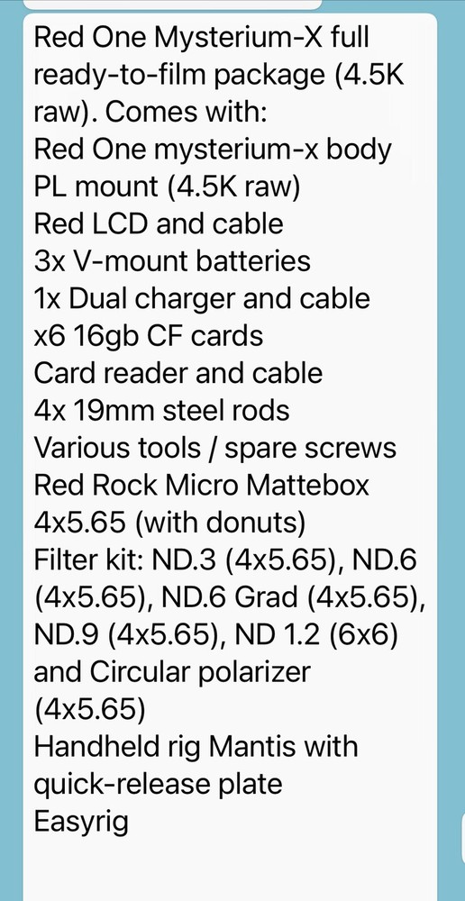 Red One Mysterium-X MX camera 4K Digital Camera Full Package