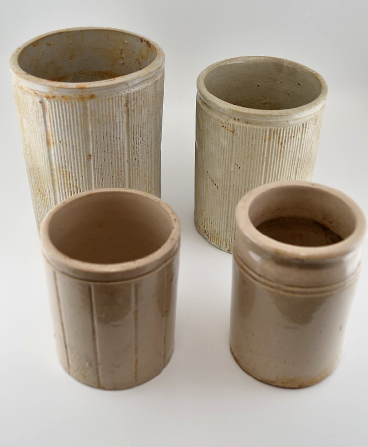 Vintage Stoneware Storage Jars X4