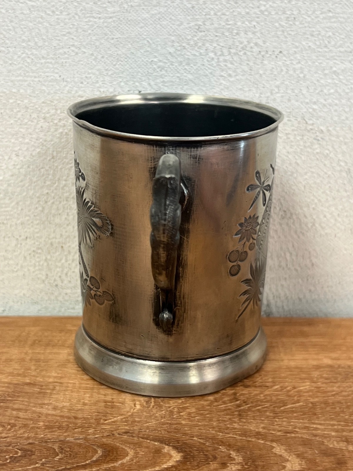 American Silver Plate Co Antique Cup Mug Engraved Fan Design