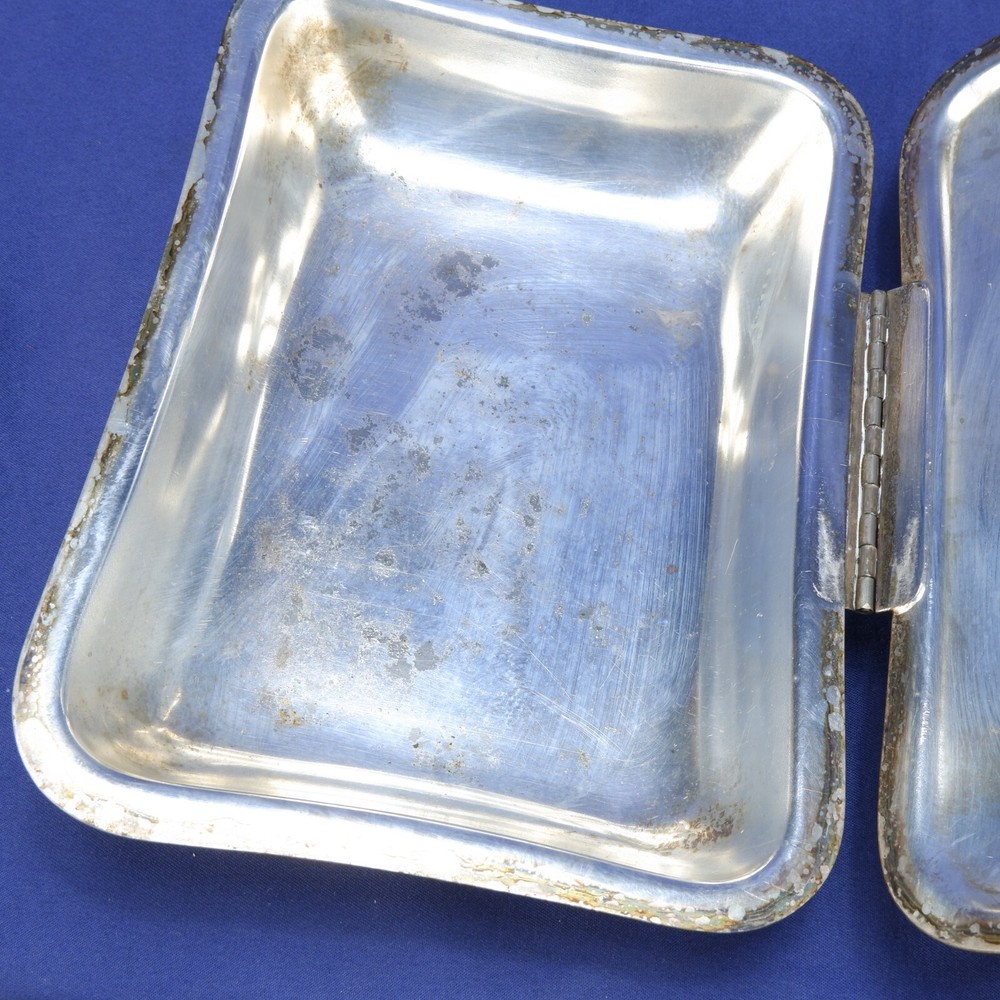 Vintage JLS Silver Co Silver Plate Silent Butler Crumb Catcher w/Lid Wood Handle