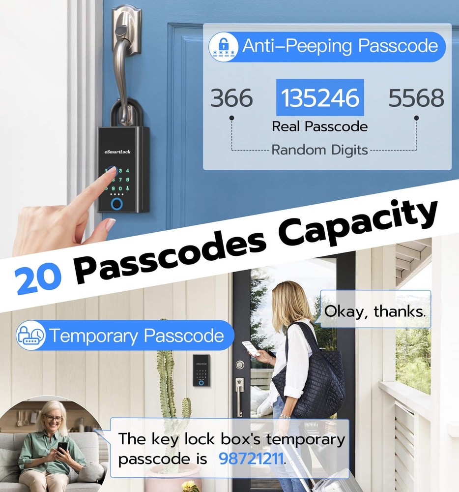 Lock Box for Keys with Code, Fingerprint Smart Bluetooth Key Hider, Outdoor W...