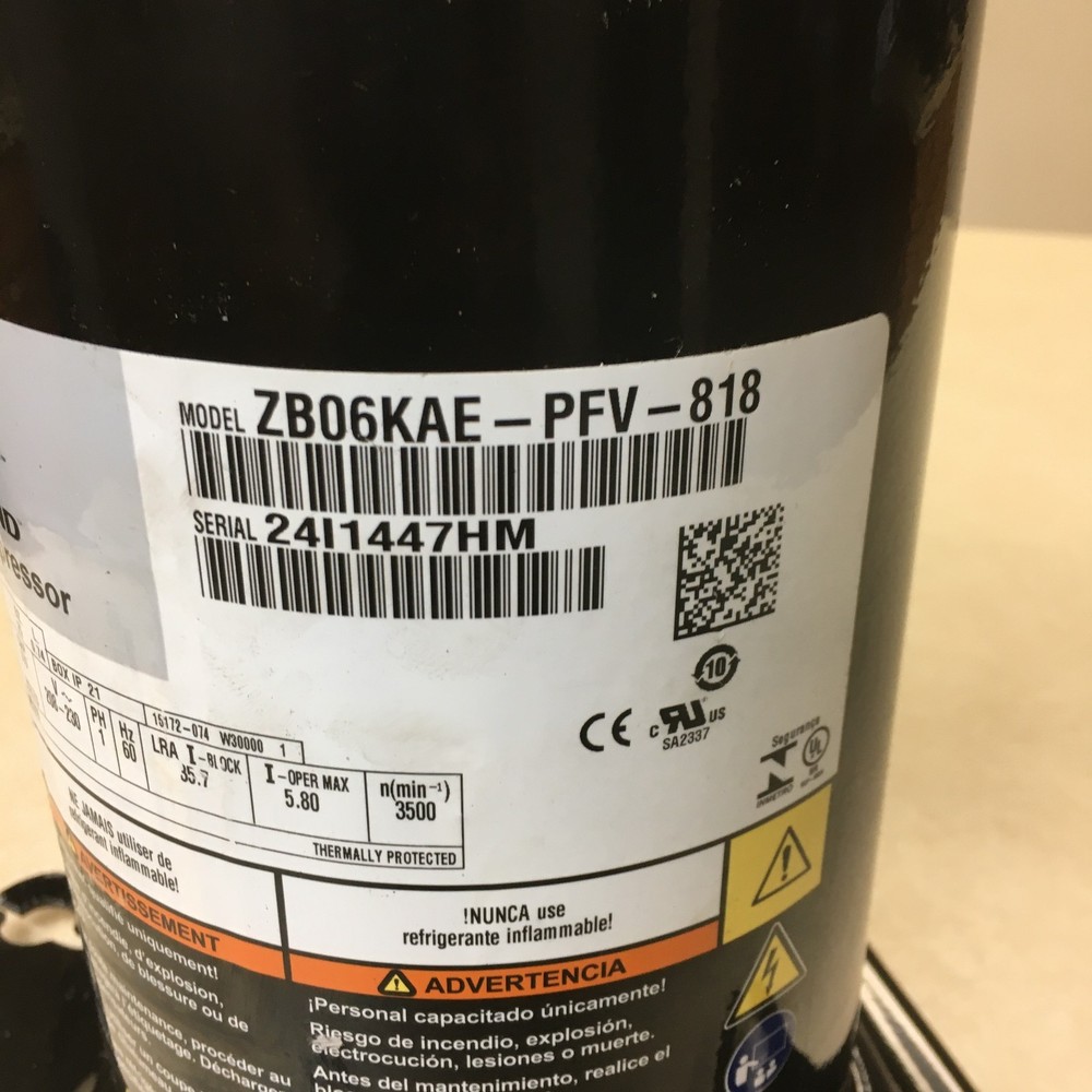 Emerson Copeland ZB06KAE Scroll Compressor 208/230V 1Ph