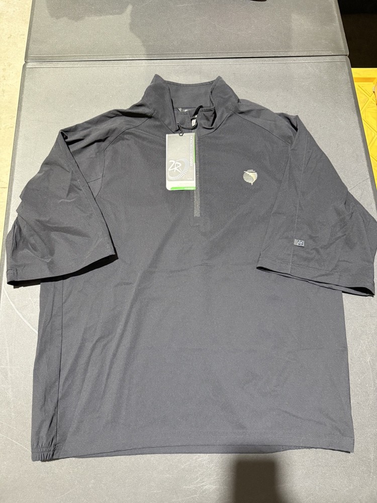 NWT MEN'S ZERO RESTRICTION BACKSPIN SS PULLOVER, SIZE: M, COLOR: BLACK (M9.11)