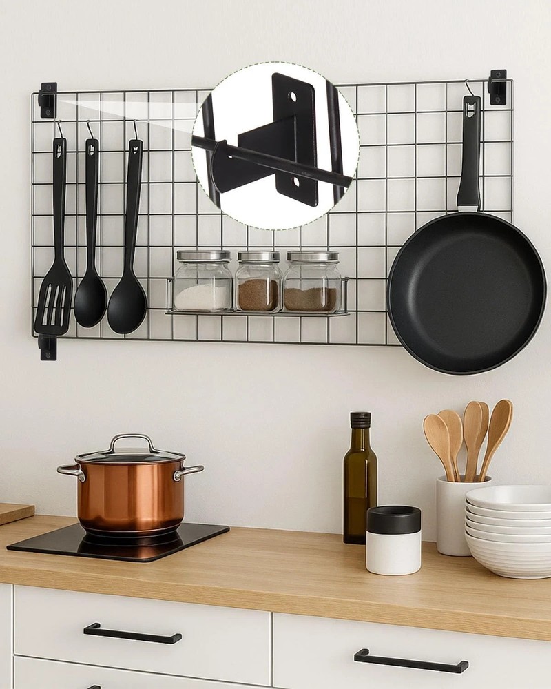8 Pcs Gridwall Mount Brackets, Metal Grid Wall Panel Display Hooks with Screws,