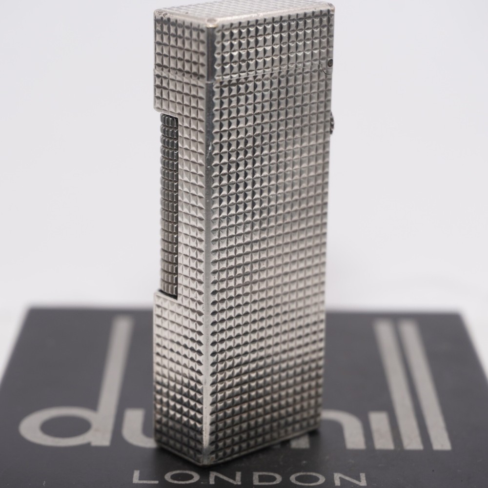 Dunhill Lighter Silver Plate Hobnail Pattern_Ultrasonically cleaned_Working