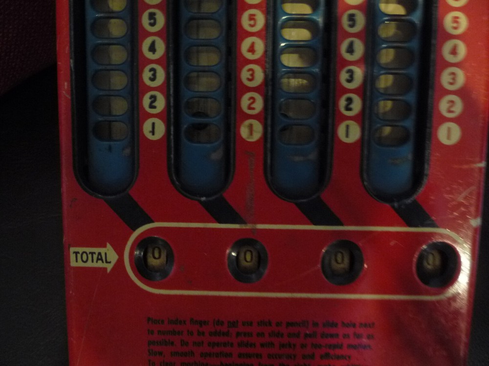 Vintage WOLVERINE No. 39 red/blue/yellow ADDING MACHINE