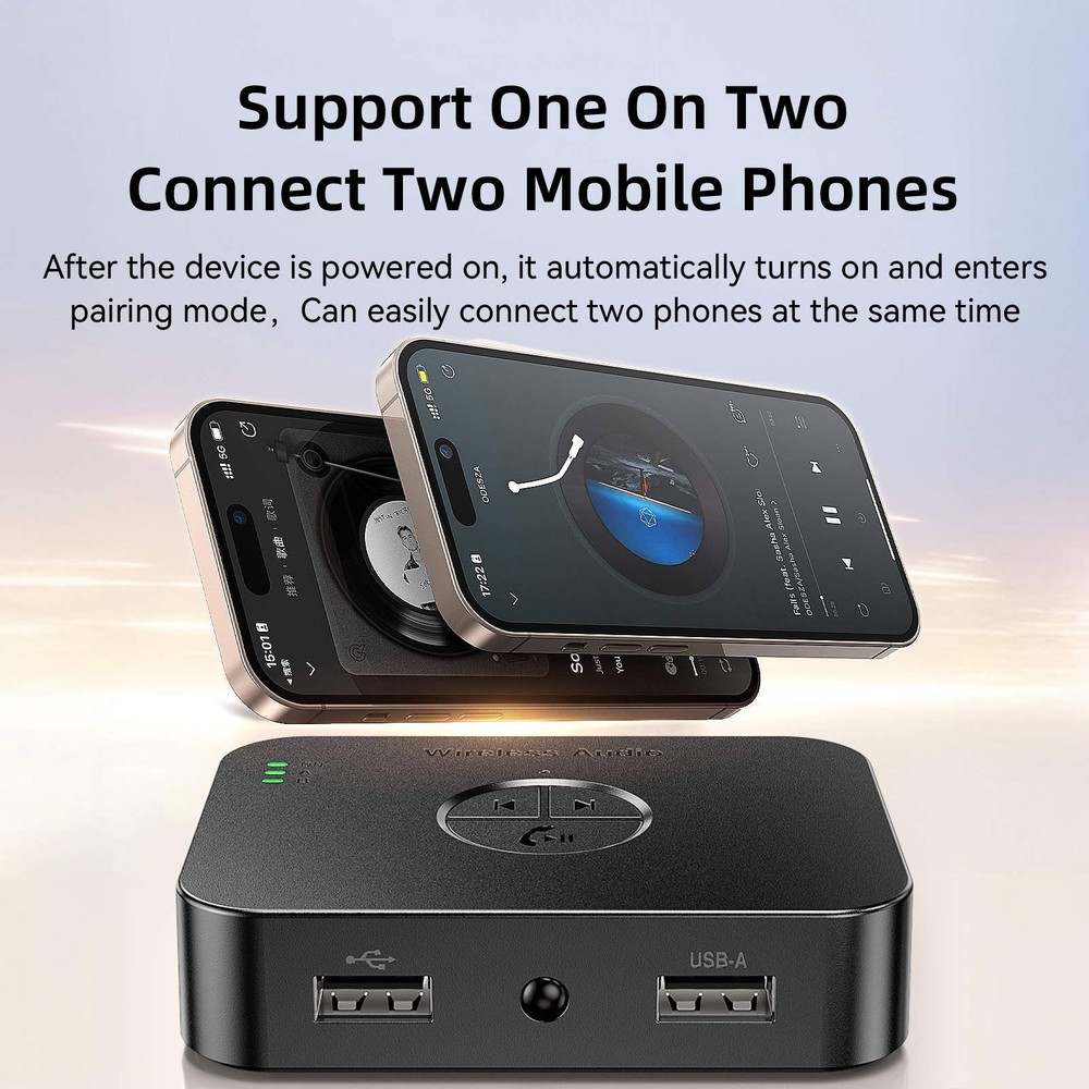 Dual USB Interface Bluetooth 5.4 Receiver Wireless Audio Adapter For home stereo