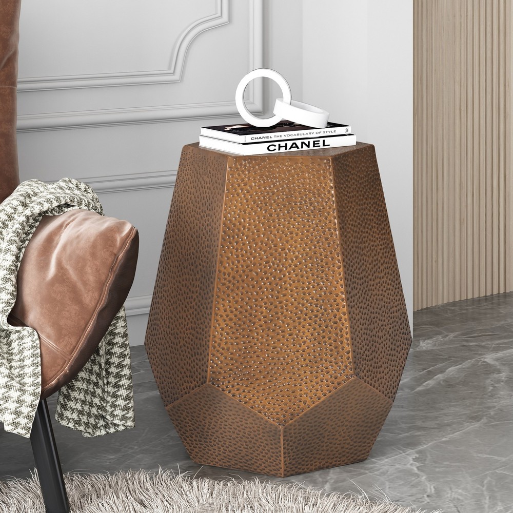 [New]METAL HAMMERED END TABLE