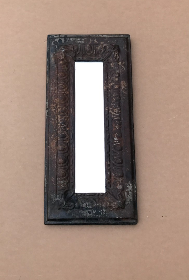 VTG Decorative Egg & Dart Salvaged Tin Ceiling 10x23 Rust Mirror Old 480-26B