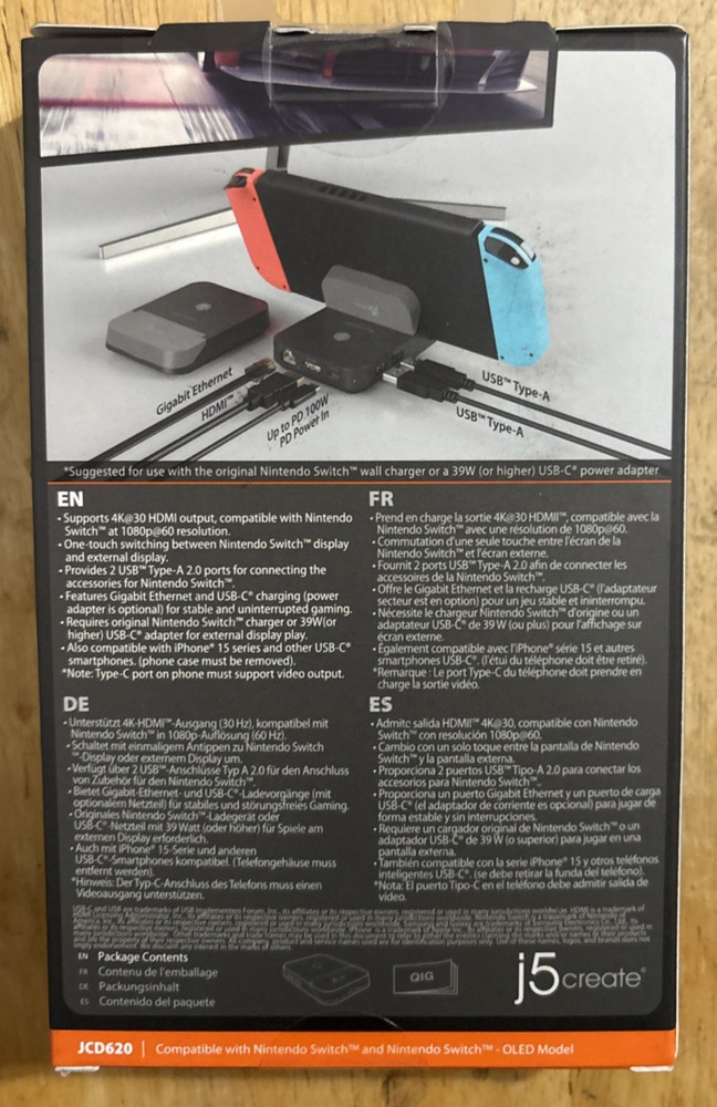 j5create Nintendo Switch Mini Docking Station (JCD620)... FREE S&H!