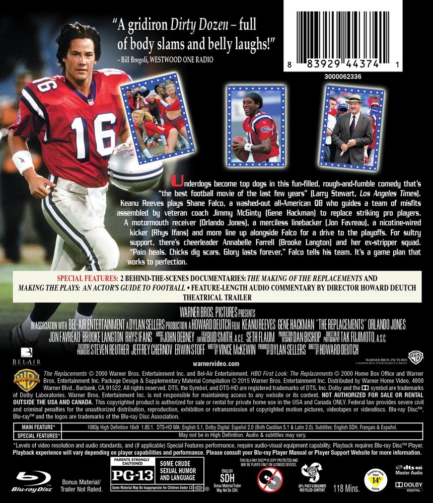 The Replacements Blu-ray Keanu Reeves NEW