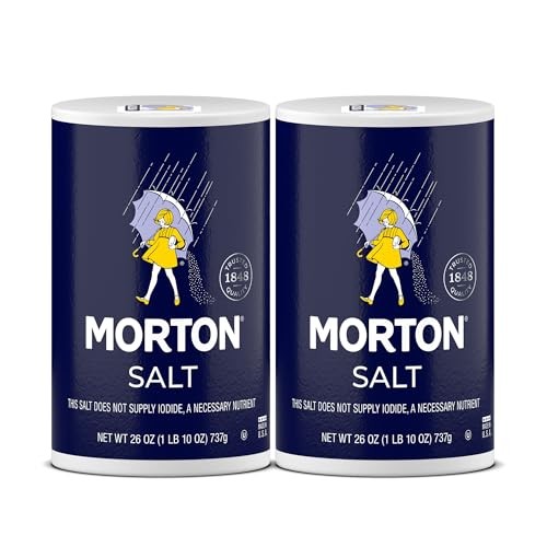 Morton Plain Salt, Non-Iodized, 26oz, 2-Pack, All-Purpose