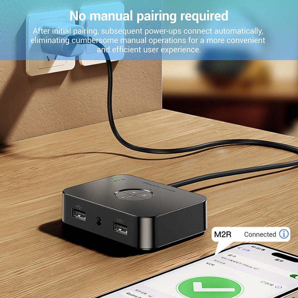 Bluetooth 6.0 Receiver Wireless Audio Adapter with Low Latency, for Speakers