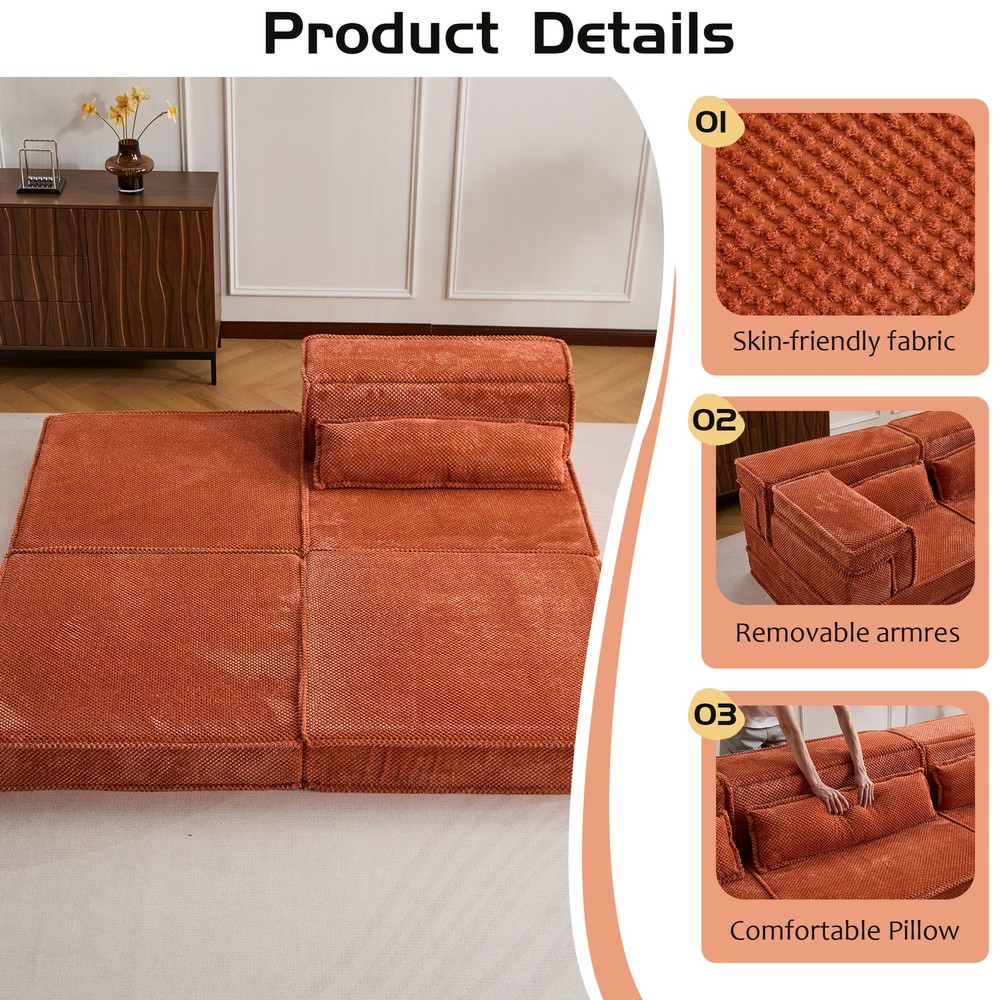 Compression Mahjong Sofa,Convertible Floor Sofa Bed,DIY Boneless Modular Sec