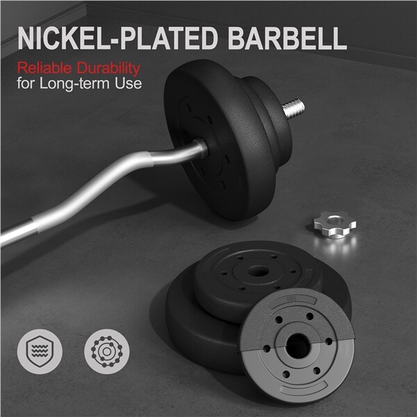 44lbs Weights Barbell Weight Set Weight Set for Home Gym Curl Bar with Weights