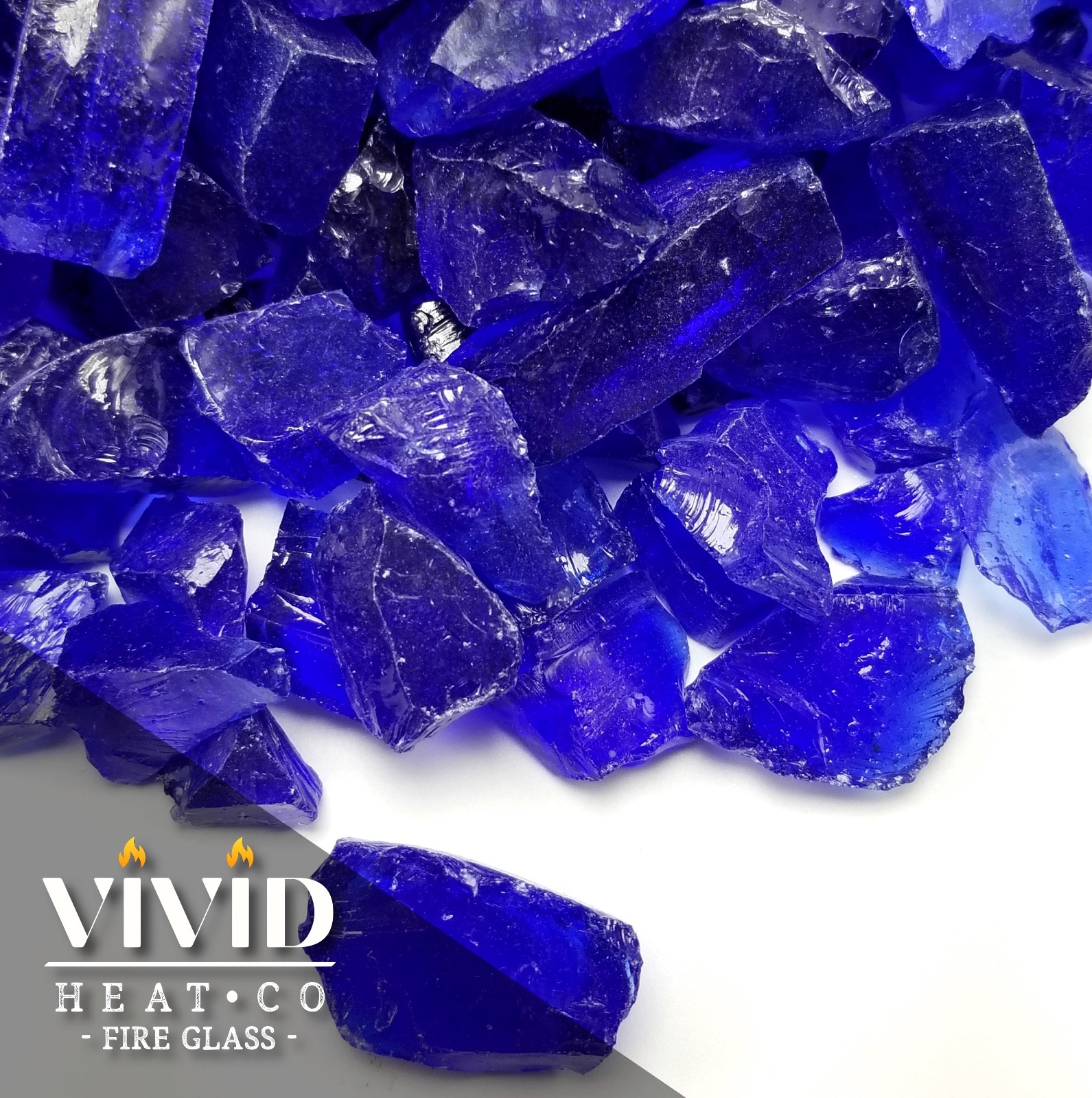 VIVID COBALT BLUE 1/2" - 3/4" Large Fireplace Fire Pit Fireglass Glass Crystals