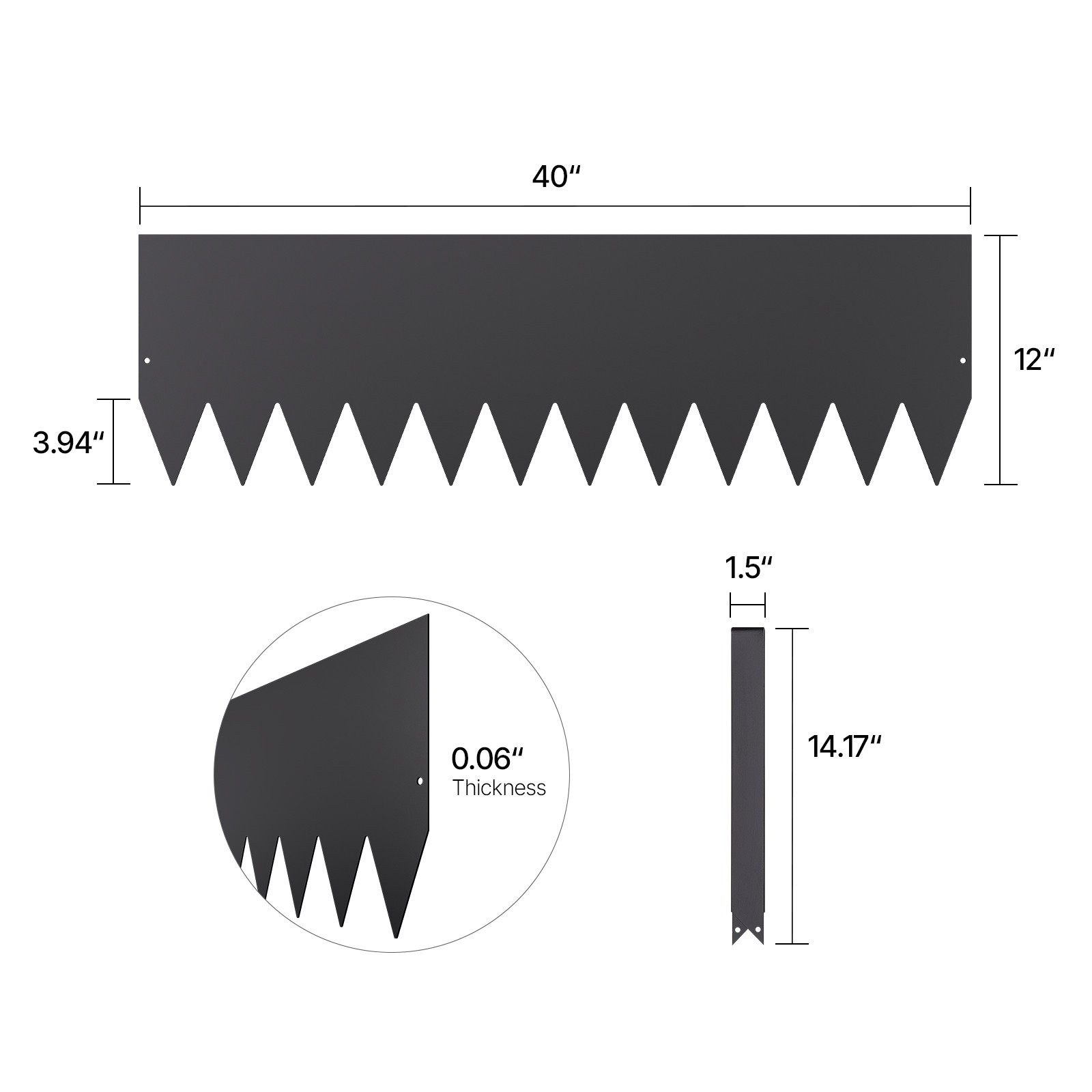 Steel Landscape Edging 4 Packs 40 x 12in Rust-Resistant Garden Edging