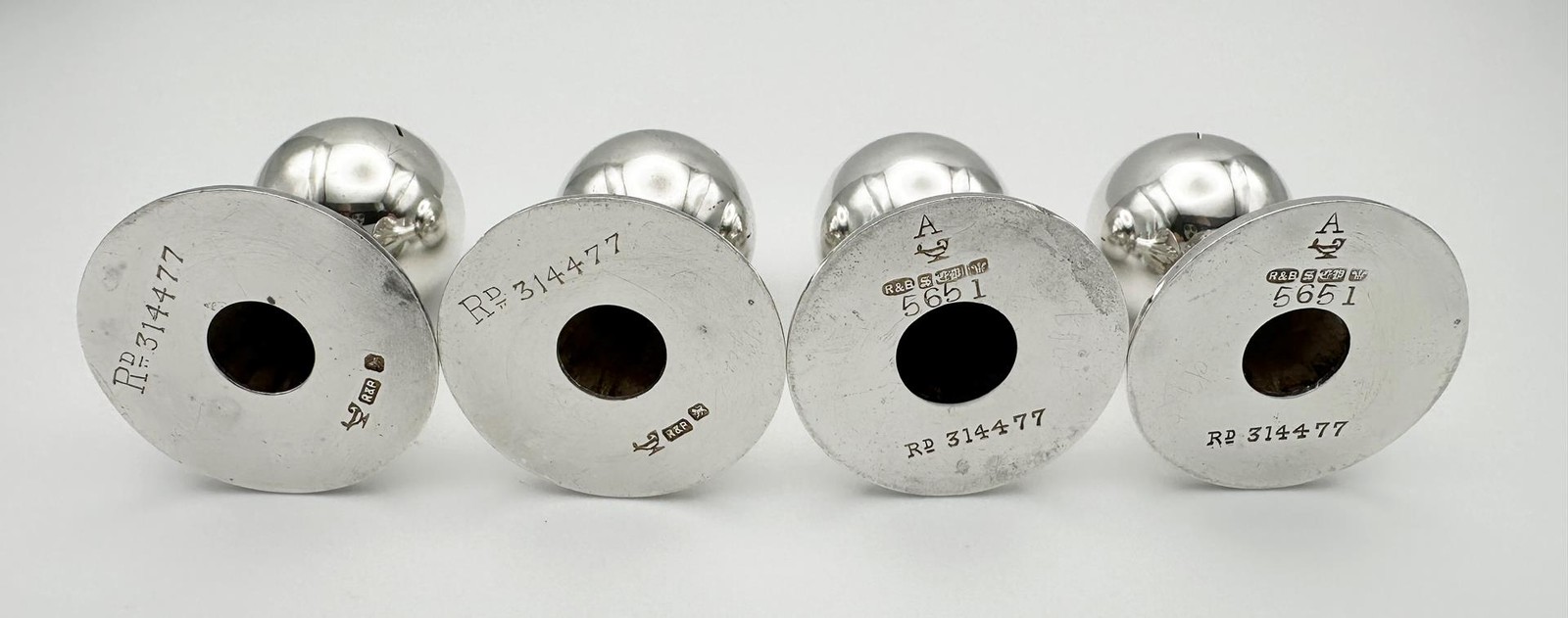 SET 4 VICTORIAN MENU HOLDERS STERLING SILVER & SILVER PLATE 1897 ROBERTS & BELK