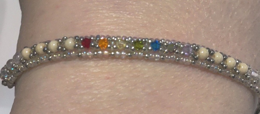 Handmade Beaded Chakra Bracelet, 4.5".