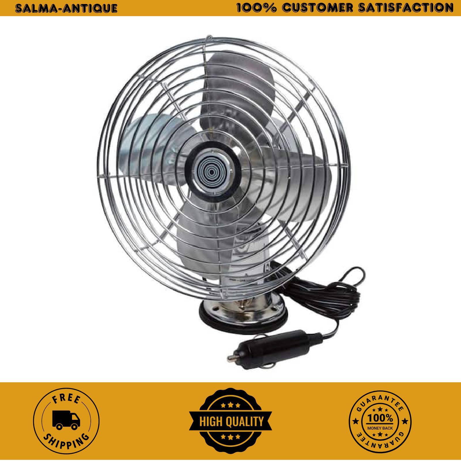 12-Volt Metal Fan Heavy-Duty Truck Car Camper Boat 2-Speed Mountable Chrome New