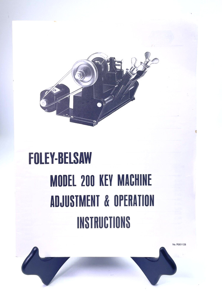 Foley Belsaw Model 200 Key Machine Adjustment & Operations Instructions Booklet