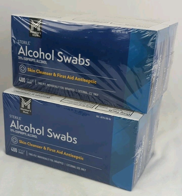 4-400 CT Member's Mark Sterile 70% Isopropyl Alcohol Swabs  Wipes 1600 Total