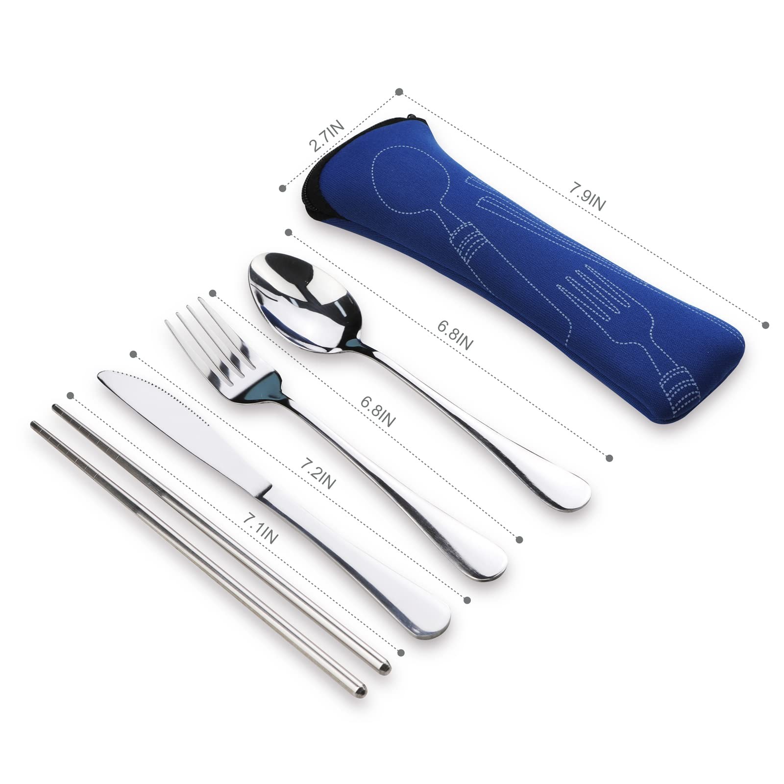 Portable Silverware Set with Case, Lengnoyp Travel Camping Utensils Set, Prem...